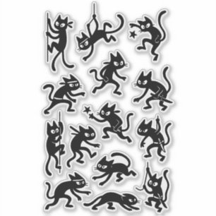 Ninja Cats Sticker Pack – Funny Stealthy Cat Warri