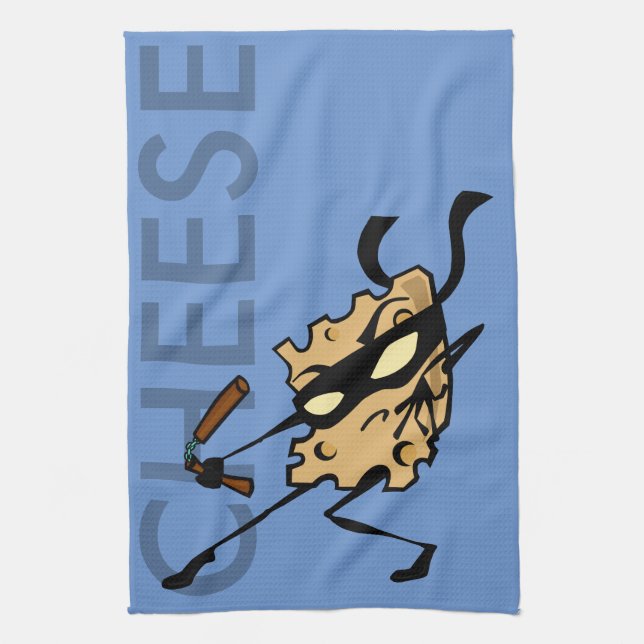 NINJA CHEESE WITH NUNCHUCKS KITCHEN TOWEL (Vertical)