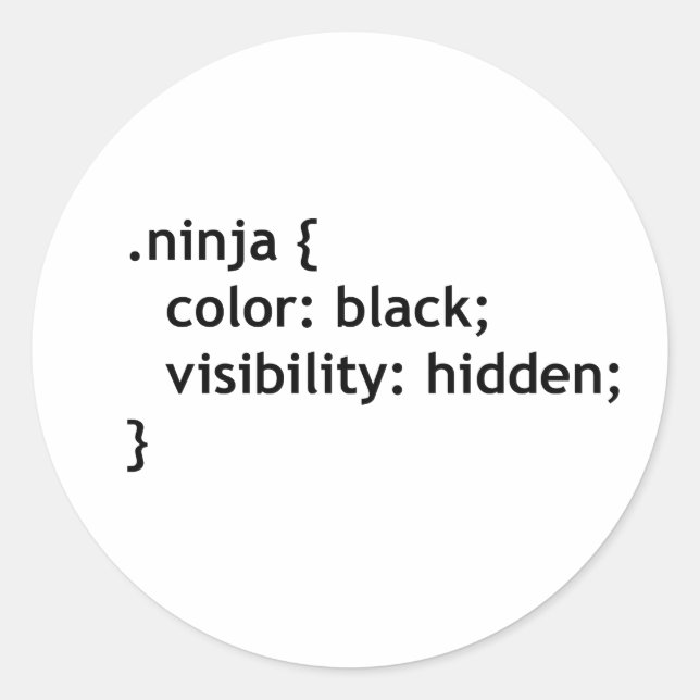 ninja code, script classic round sticker (Front)