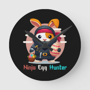 Ninja Egg Hunter Round Clock