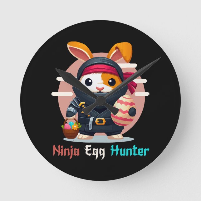 Ninja Egg Hunter Round Clock (Front)