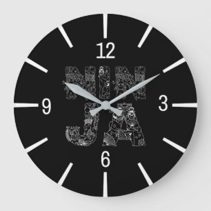 Ninja Elegant Text Art Large Clock