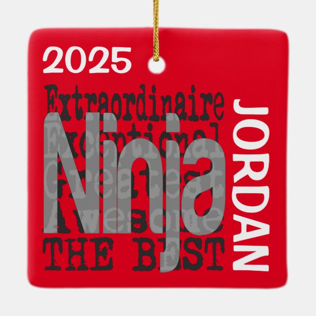 Ninja Extraordinaire CUSTOM Ceramic Ornament (Back)