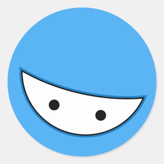 Ninja Face (Blue Classic Round Sticker (Front)