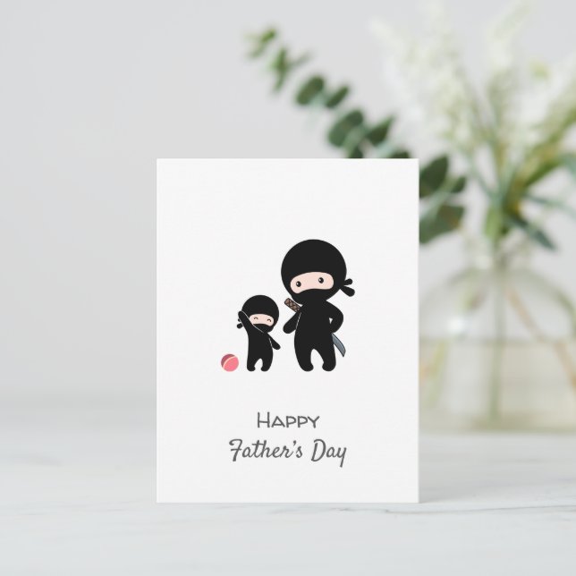 Ninja Father and Kid Postcard (Standing Front)