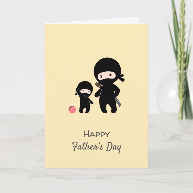Ninja Father and Kid Yellow Blank Card (Front)