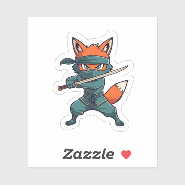 Ninja Fox Sticker – Cute Fox Vinyl Decal (Sheet)