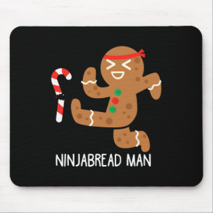 Ninja Gingerbread Man Karate Martial Arts Black St Mouse Pad