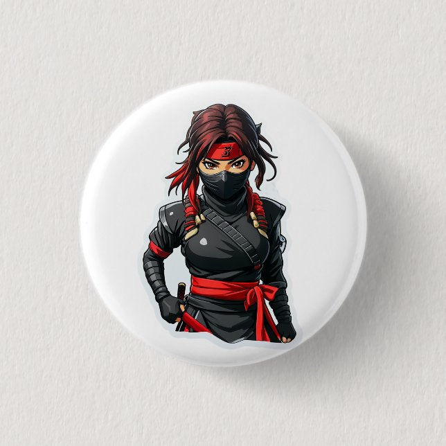 Ninja Girl 3 Cm Round Badge (Front)