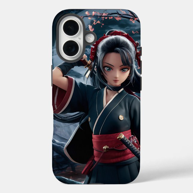Ninja Girl Art – Dynamic and Fierce Warrior Case-Mate iPhone Case (Back)