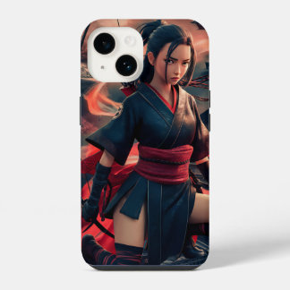 Ninja Girl Art – Dynamic and Fierce Warrior  iPhone 14 Case