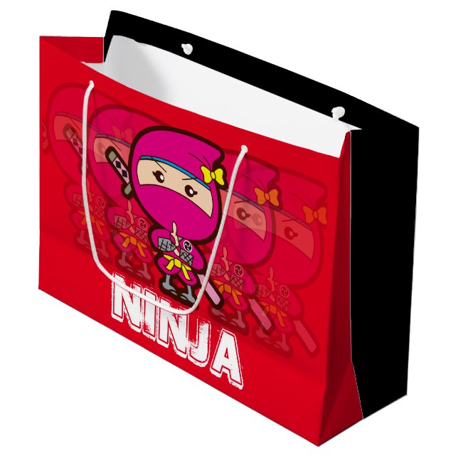Ninja Girl Christmas Large Gift Bag (Front Angled)