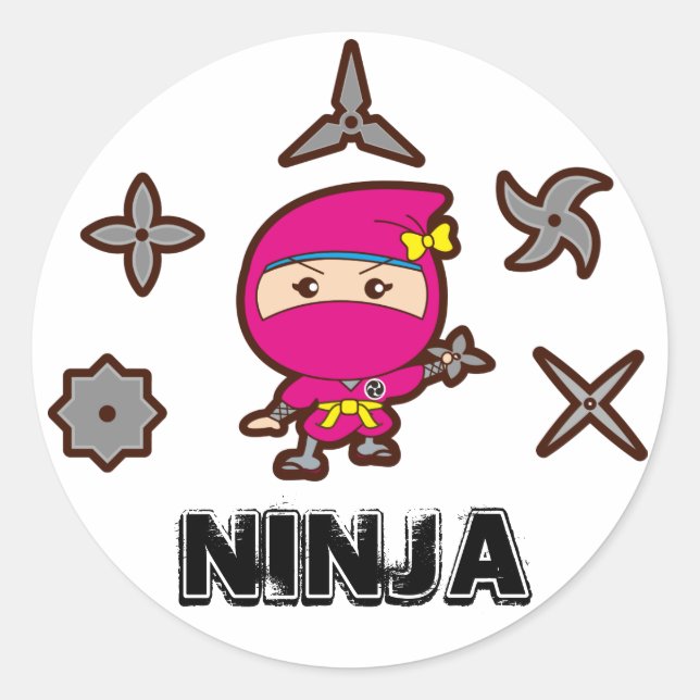 Ninja Girl Classic Round Sticker (Front)