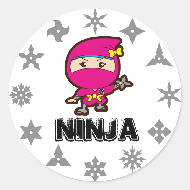 Ninja Girl Classic Round Sticker (Front)