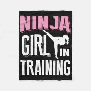 Ninja Girl In Training Karate Taekwondo S For Girl Fleece Blanket