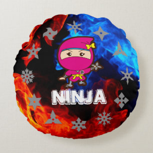 Ninja Girl Round Cushion