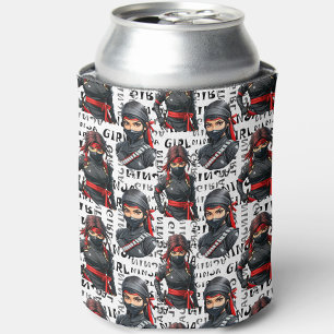 Ninja Girls Anime With Text Pattern Design Can Cooler