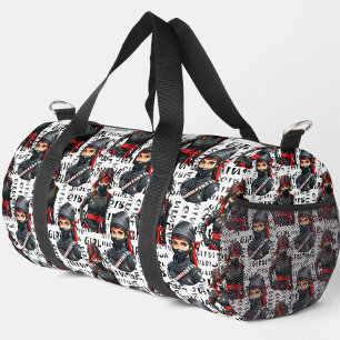 Ninja Girls Anime With Text Pattern Design Duffle Bag