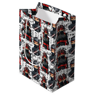 Ninja Girls Anime With Text Pattern Design Medium Gift Bag