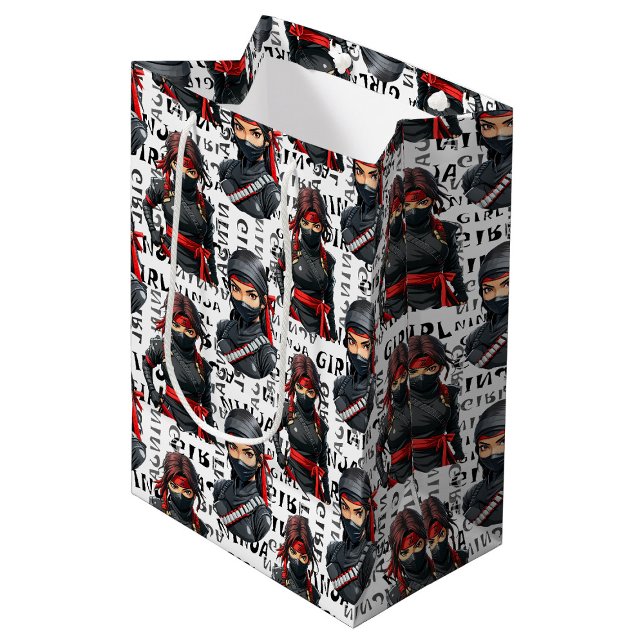 Ninja Girls Anime With Text Pattern Design Medium Gift Bag (Creator Uploaded)