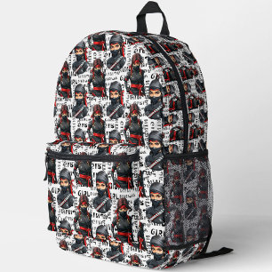 Ninja Girls Anime With Text Pattern Design Printed Backpack
