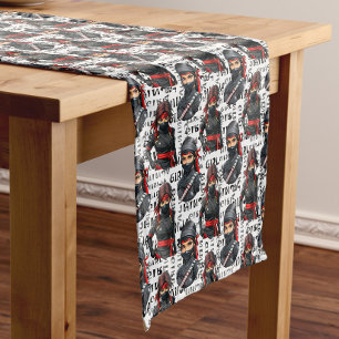 Ninja Girls Anime With Text Pattern Design Short Table Runner