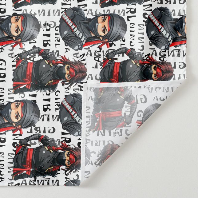 Ninja Girls Anime With Text Pattern Design Tapestry (Creator Uploaded)