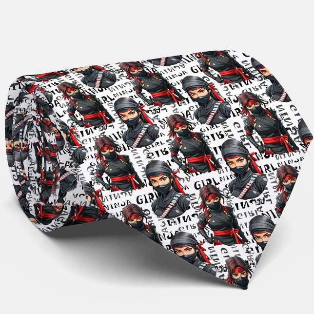 Ninja Girls Anime With Text Pattern Design Tie (Creator Uploaded)
