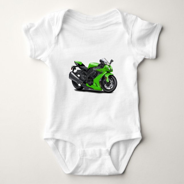 Ninja Green Bike Baby Bodysuit (Front)