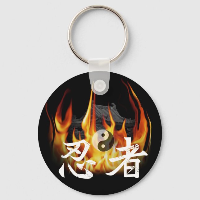 Ninja in Fire Key Ring (Front)