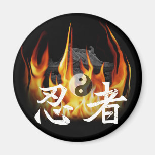 Ninja in Fire Magnet