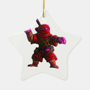 Ninja in Red Ceramic Ornament