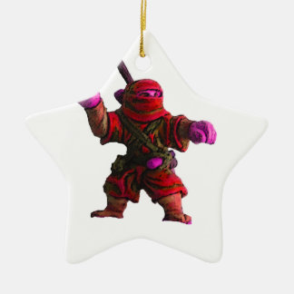 Ninja in Red Ceramic Ornament