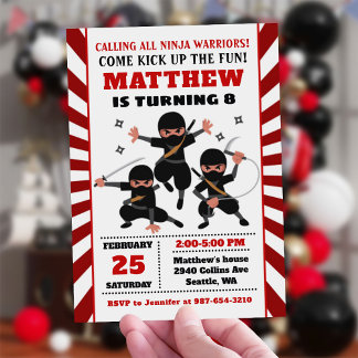 Ninja invitation, Ninja birthday Invitation
