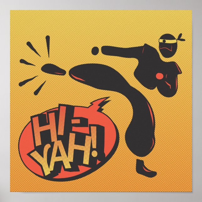 Ninja karate pop art - retro poster (Front)