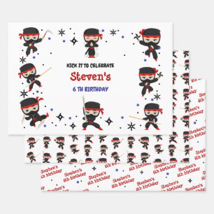 Ninja kids birthday wrapping paper sheet