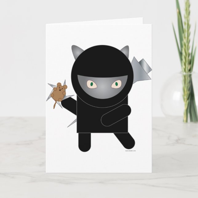 ninja kitty greeting card (Front)