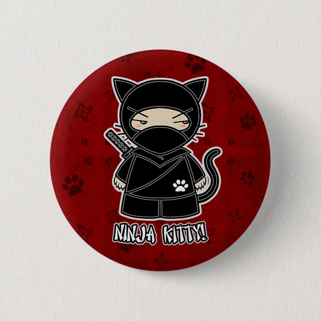 Ninja Kitty! In Red Button (Front)