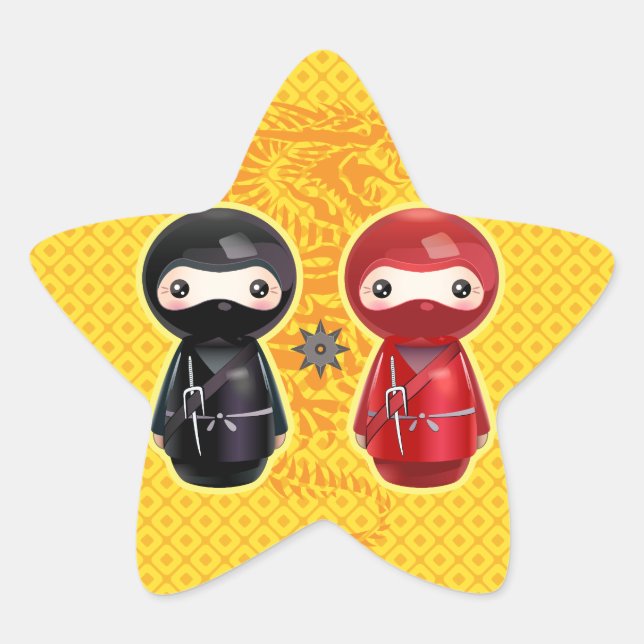 Ninja Kokeshi Star Sticker (Front)
