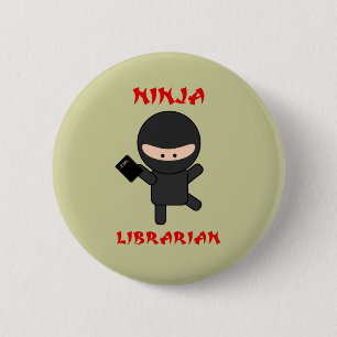 Ninja Librarian with Book 6 Cm Round Badge