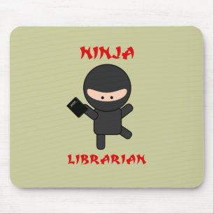 Ninja Librarian with Book Mouse Pad