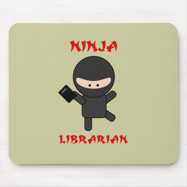 Ninja Librarian with Book Mouse Pad (Front)