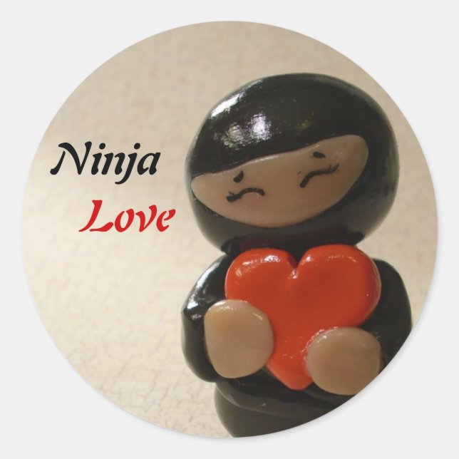 Ninja Love Classic Round Sticker (Front)