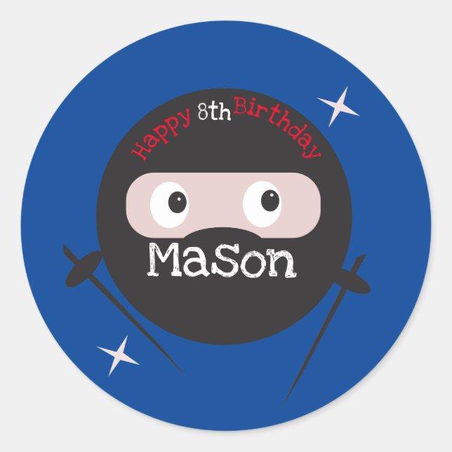 Ninja Martial Arts Karate Boys Birthday   Classic Round Sticker (Front)