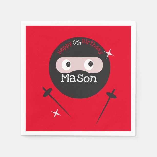 Ninja Martial Arts Karate Boys Birthday   Napkin (Front)