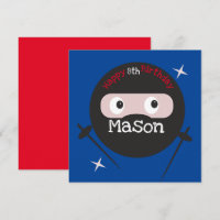 Ninja Martial Arts Karate Boys Birthday  Red Blue