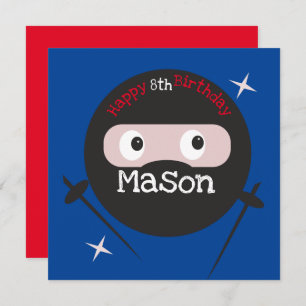 Ninja Martial Arts Karate Boys Birthday  Red Blue Card
