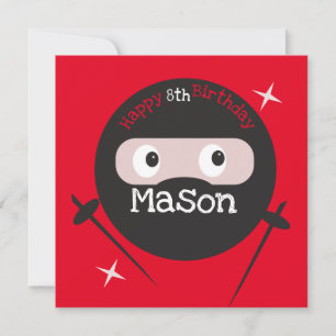 Ninja Martial Arts Karate Boys Birthday  Red Card