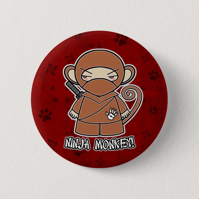 Ninja Monkey! In Red Button (Front)