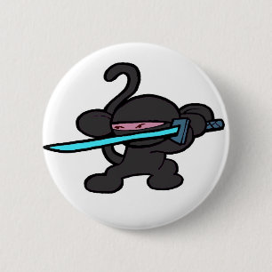Ninja Monkey On Guard-No Words 6 Cm Round Badge